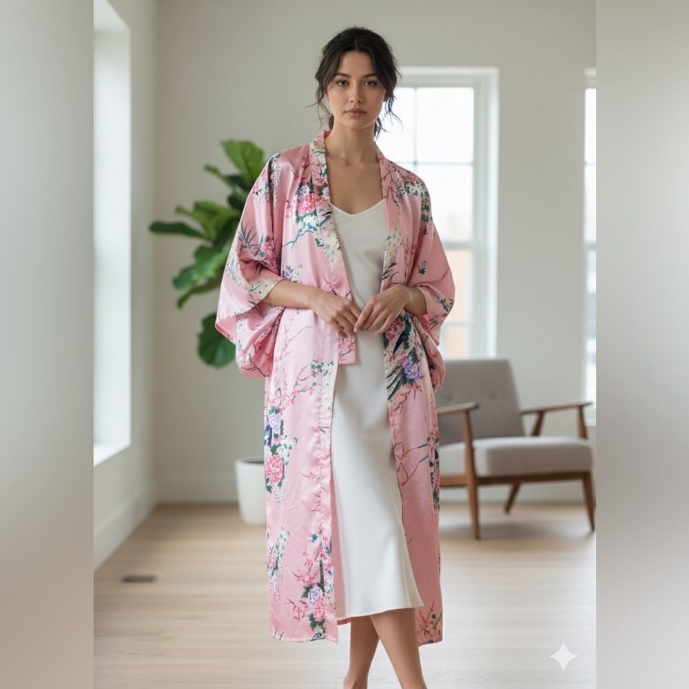 Pink Floral Kimono Top